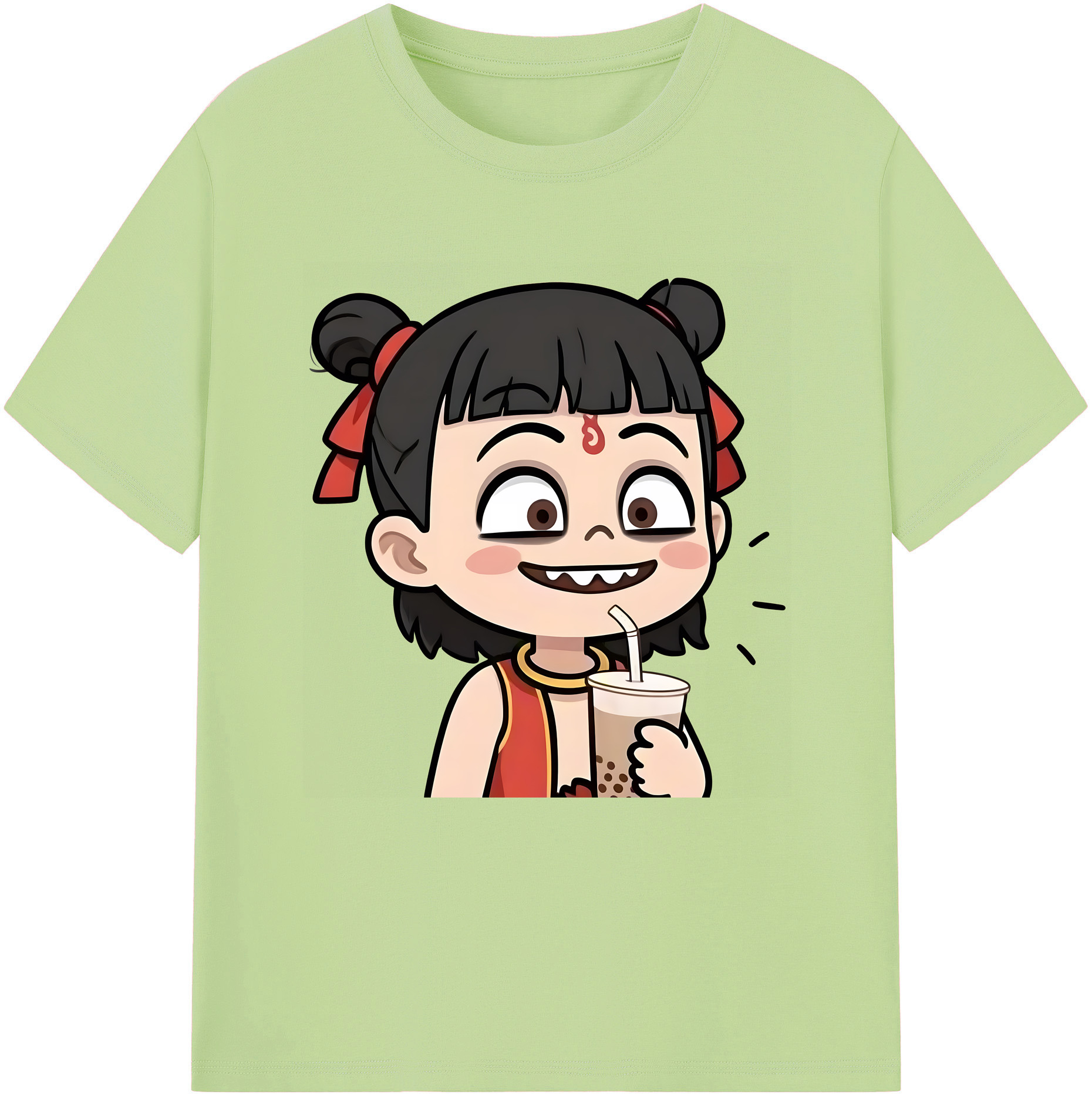 （画像用） Ne Zha 2 ナタ 魔童の大暴れ 綿100％半袖Tシャツ（フロントプリント）